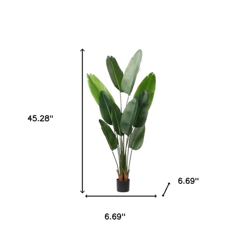 HomeRoots Set of two 63" Green Artificial Banana Leaf Tree in a Black Pot - 6.69 in. x 62.99 in. x 6.69 in.