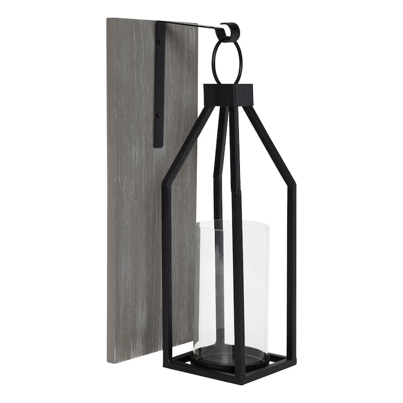 Kate and Laurel Oakly Wood and Metal Wall Sconce Candle Holder - 7x19 - Gray