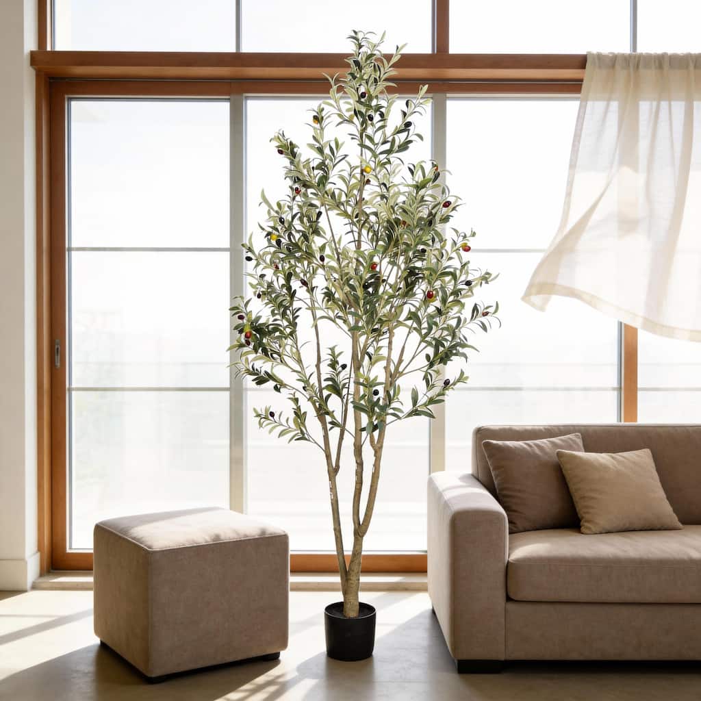 7" Artificial Olive Tree in Black Plastic Pot, 1pc/set