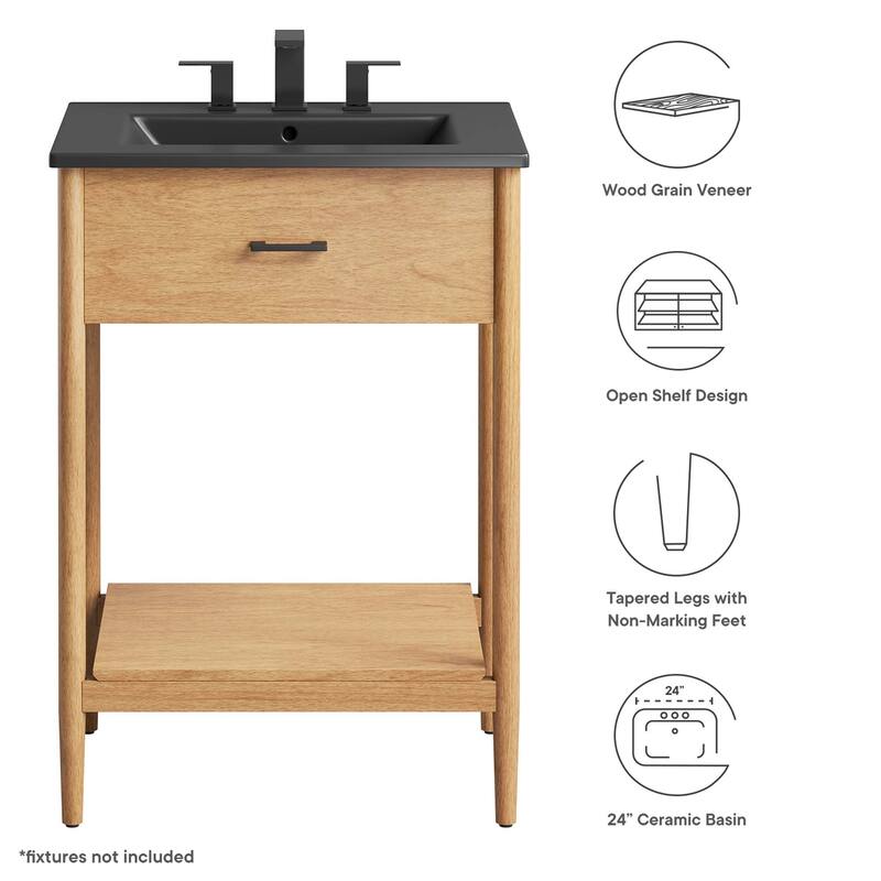 Zaire 18"/24"/30"/36"/48" Bathroom Vanity with Black Sink Top