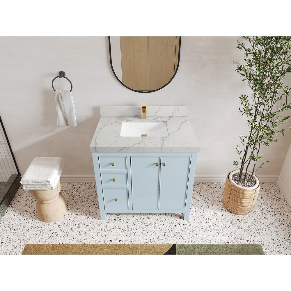 Willow Collections 36 in. W x 22 in. D Chicago Center Sink Right Bathroom Vanity with Countertop