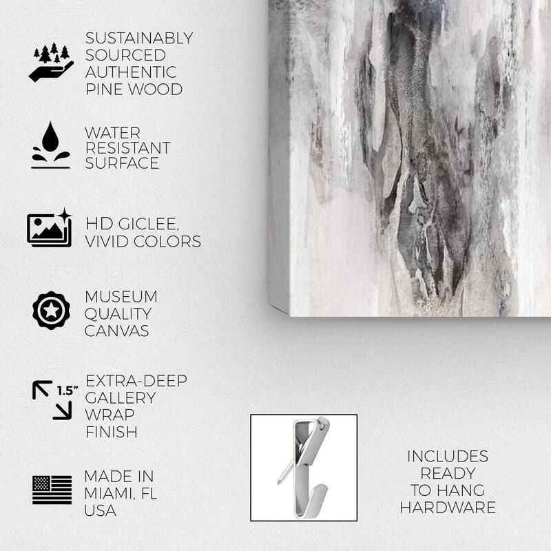 Wynwood Studio Abstract Flowing Grunge Shade Black and Modern & Contemporary Wall Art Canvas Print