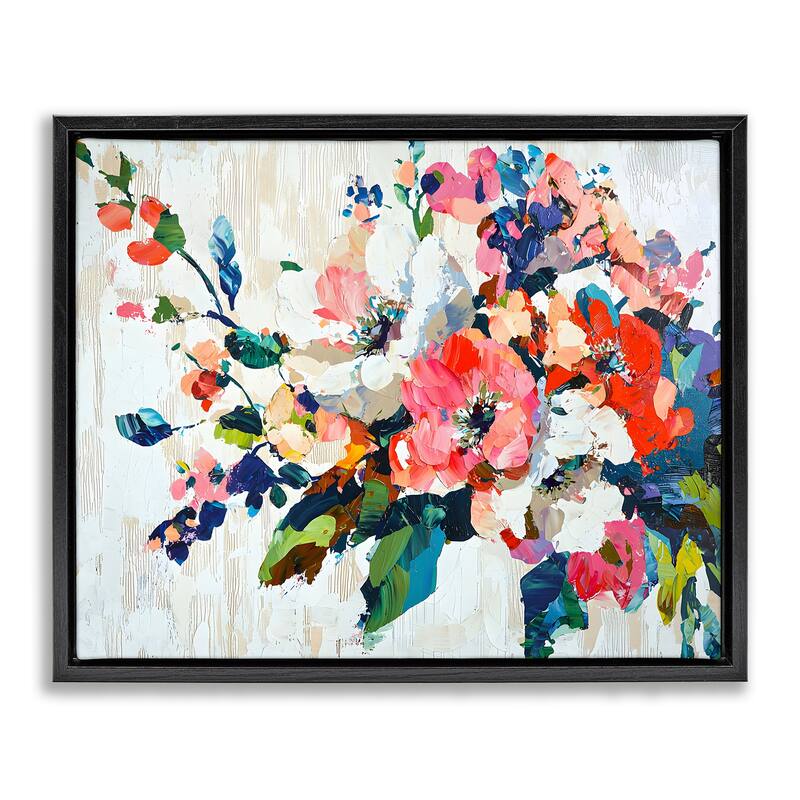Stupell Abstract Flower Blooming Branch Framed Floater Canvas Wall Art Design By Franklyn Gregory - 21 x 17 - Black