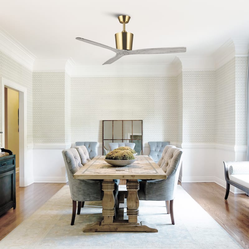 54" Farmhouse Solid Wood 3-Blade DC Reversible Ceiling Fan with Remote, No Light