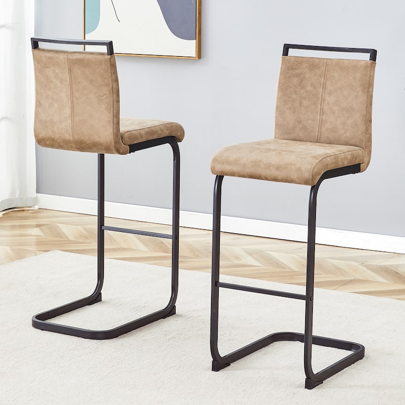42.5 Inch Tall Brown Tech Fabric Bar Stool - A Perfect Combination of Modern Design, Comfort, and Stability.A Set of 2