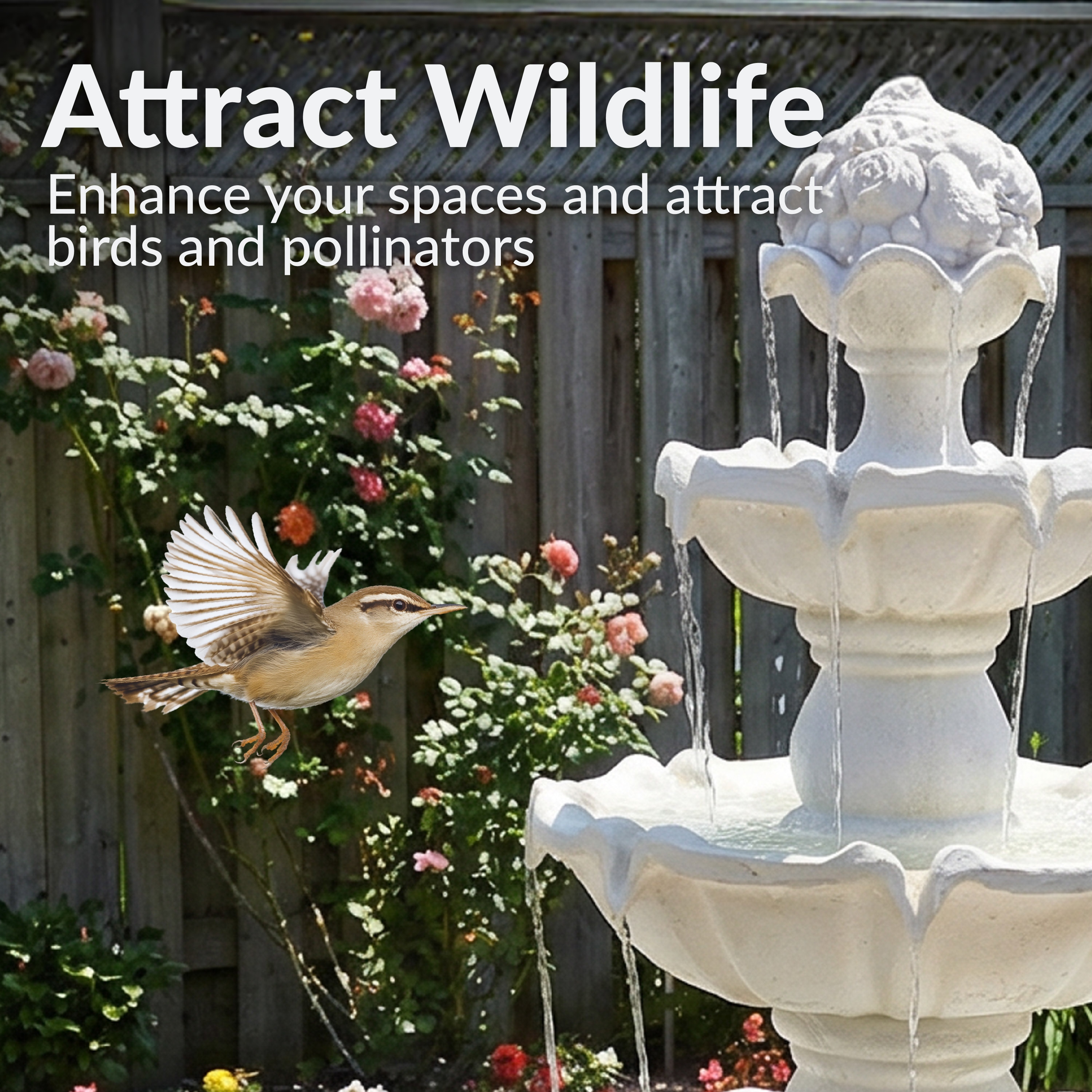 4-Tier Fruit Top Outdoor Water Fountain Backyard Garden Feature