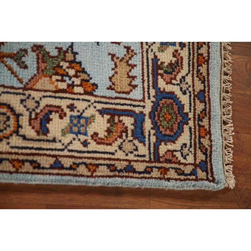 Light Blue Floral Heriz Serapi Oriental Accent Rug Wool Carpet - 2'11"x 5'1"