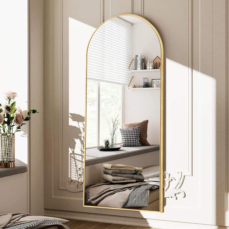 Arched Full Length Mirror Large Floor Mirror - 64.9X21.9 - Brushed Gold
