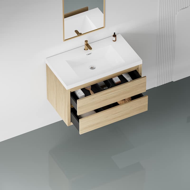 36" Wall-Mounted Bathroom Vanity with Sink