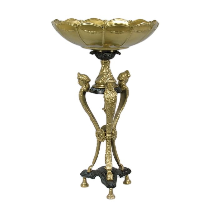 21 Inch Tall Brass Three Leg Compote - 21 X 13 X 13 inches