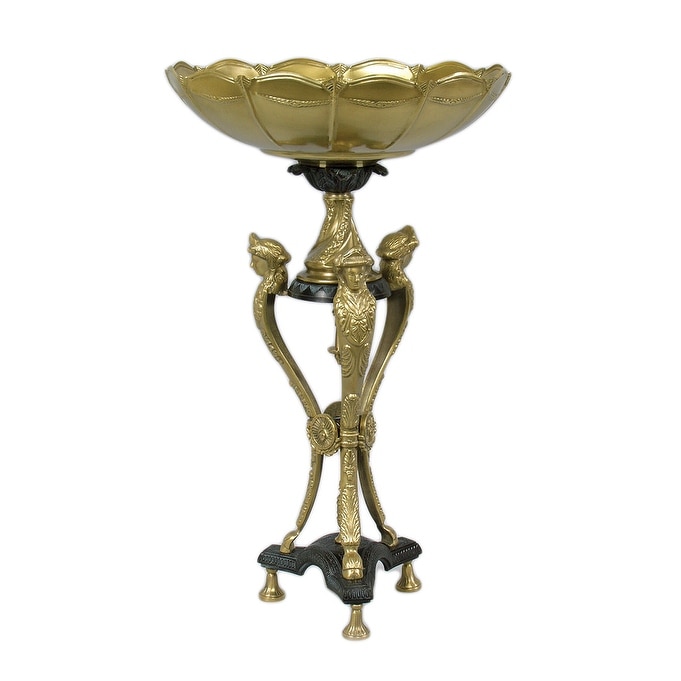 21 Inch Tall Brass Three Leg Compote - 21 X 13 X 13 inches