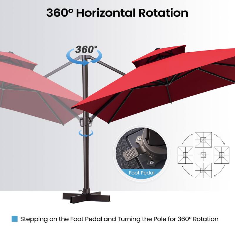 13 x 10ft Outdoor Patio Cantilever Offset Umbrella with Base