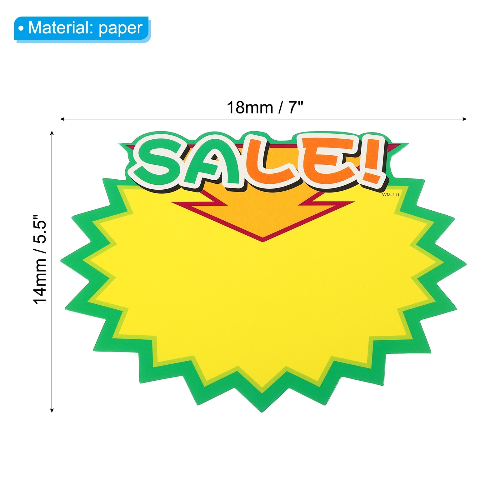 Star Burst Signs,Blank Star Burst Signs Price Tag Stickers Pricing Tags for Sign Retail Store Vehicle, Green Sale - Yellow