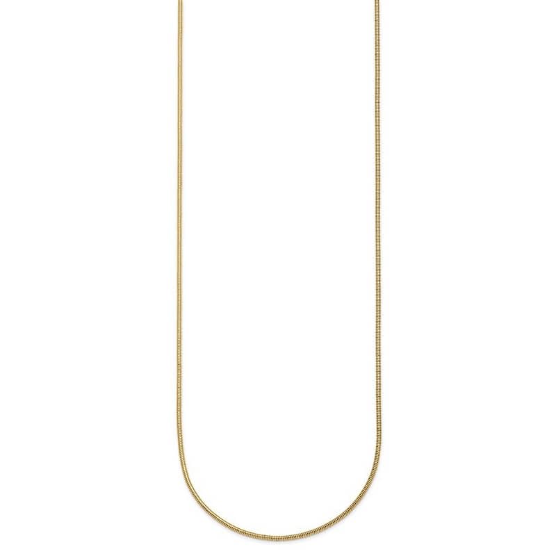 Curata Italian 14k Solid Gold 1.2mm Snake Chain Necklace For Women (Lobster)