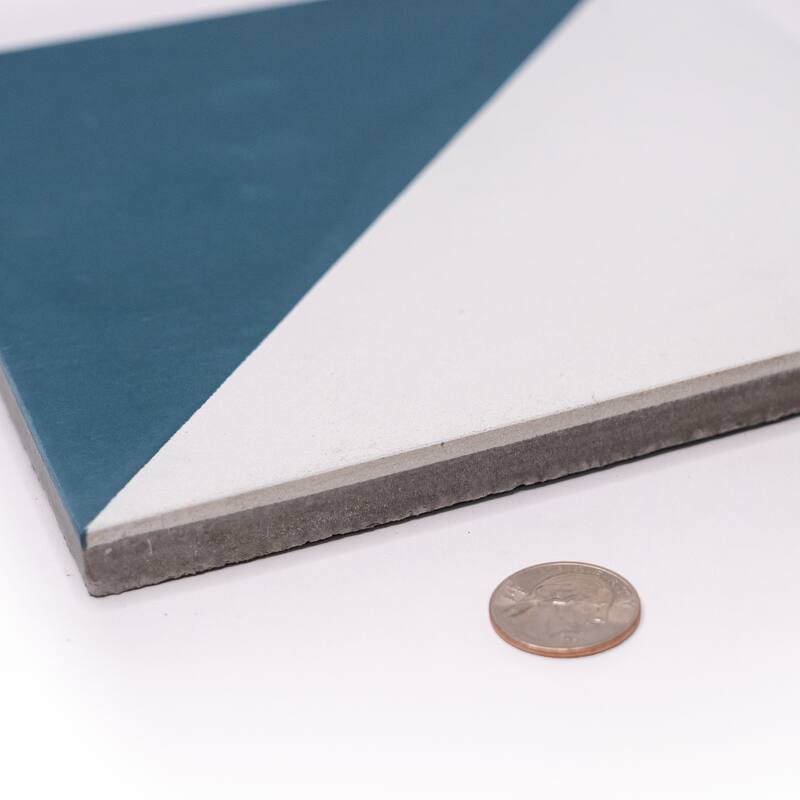 Ocean Handmade Cement Tile, 8''x8'', White-Blue