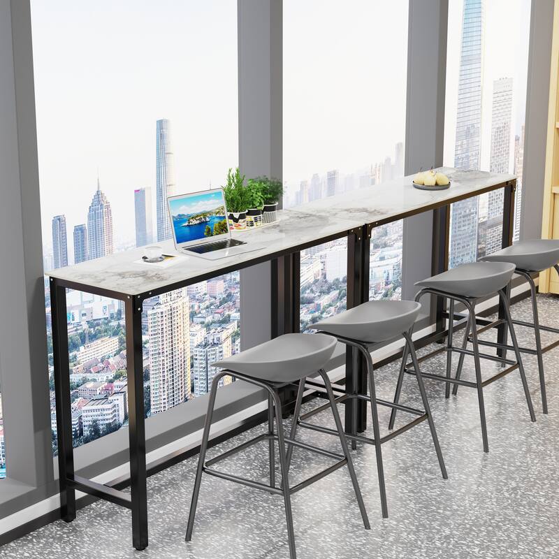 41" Height Real Marble Top Counter Height Console Bar Table - 47.2x15.75x41.4 inch