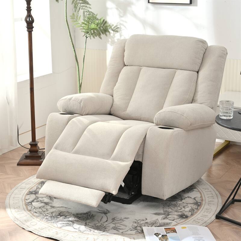 Power Lift Recliner Chair For Elderly,Fabric Lift Chairs W/ Extended Footrest With 2 Cup Holders,Side Pockets,Remote Control