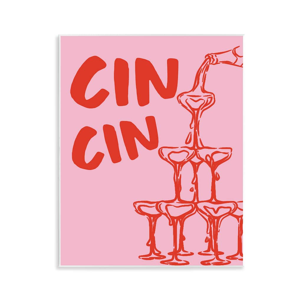 Stupell Cin Cin Champagne Tower Wall Plaque Art Design By House of Lulu