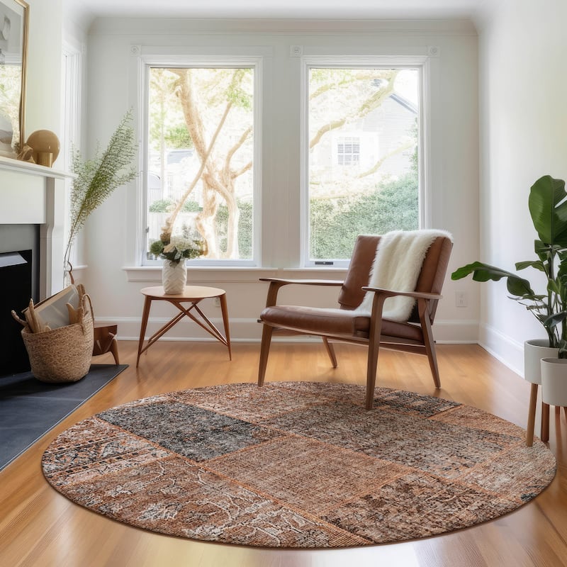 Premium Washable Super Soft Boho Patches Mayfield Rug - Terracotta - 8' x 8' - Round