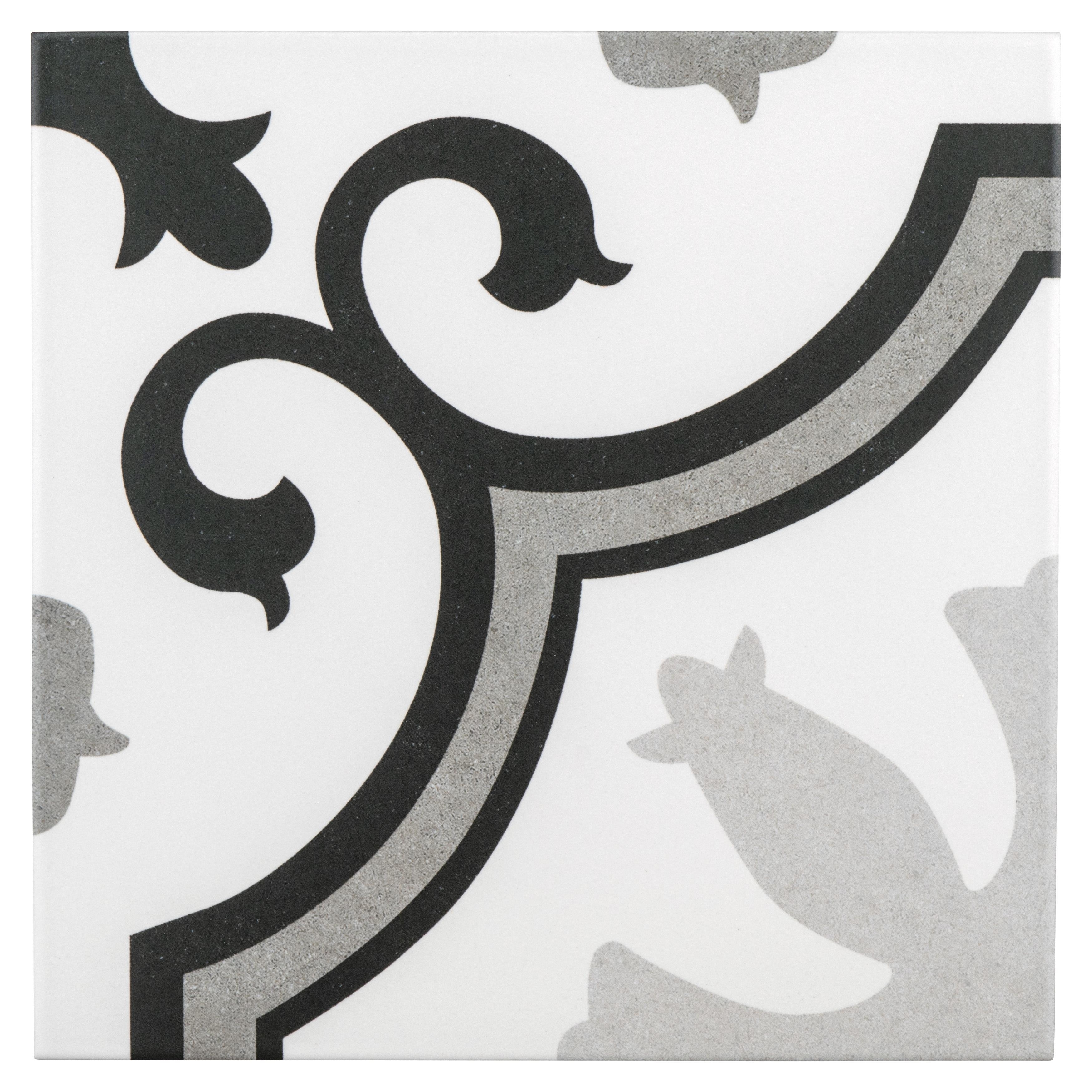 Merola Tile Lacour Grey 9-3/4" x 9-3/4" Porcelain Floor and Wall Tile