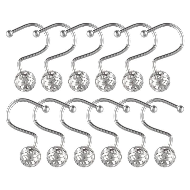 Utopia Alley Shower Rings, Hollow Ball Shower Curtain Hooks for Bathroom, Rust Resistant Shower Curtain Hooks Rings, Set of 12