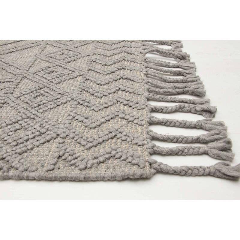 ECARPETGALLERY Braid weave Sienna Grey Wool Rug - 5'3 x 7'5