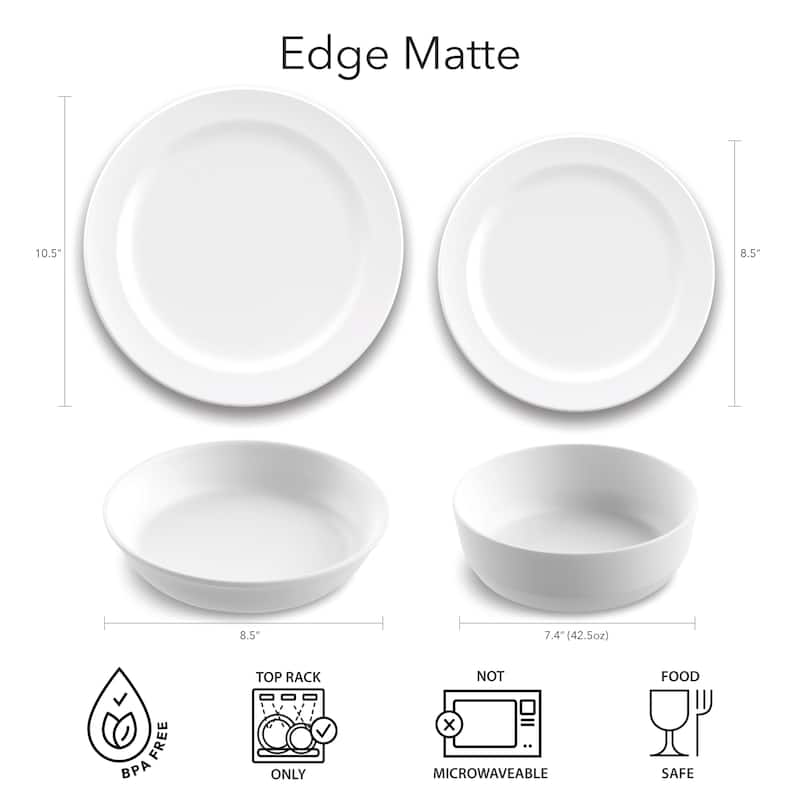 Abode Homewares Edge Matte Melamine Salad Plate - White - 8.5" - Set of 6