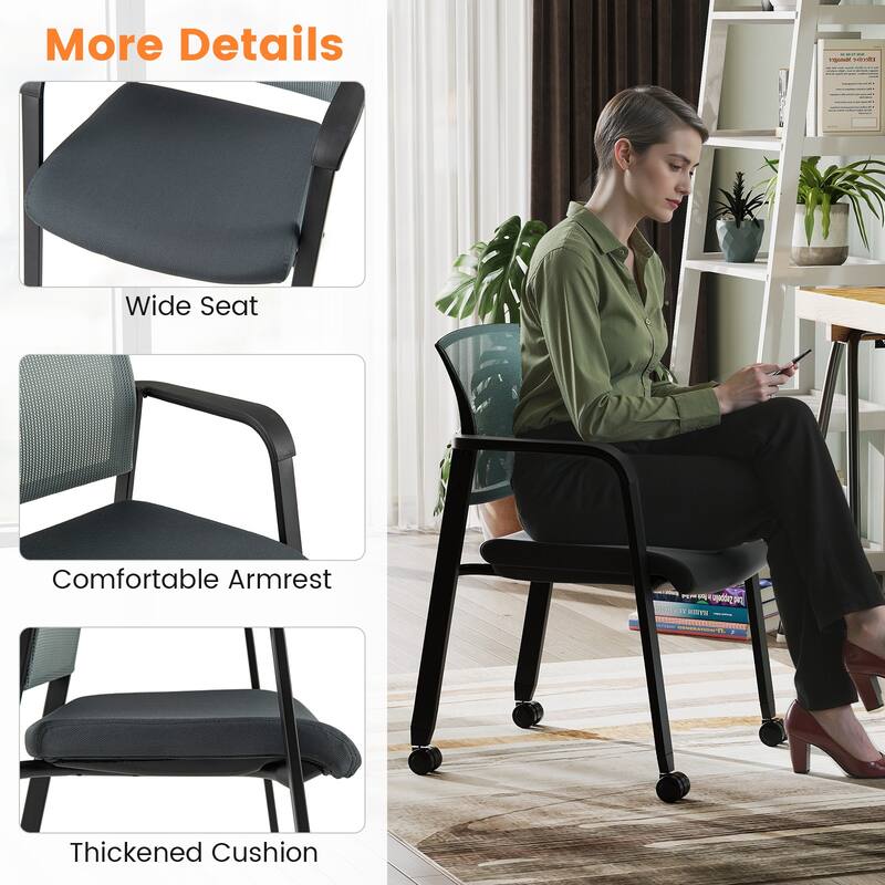 Gymax 6 PCSC Conference Chairs Stackable Office Guest Mesh Chair