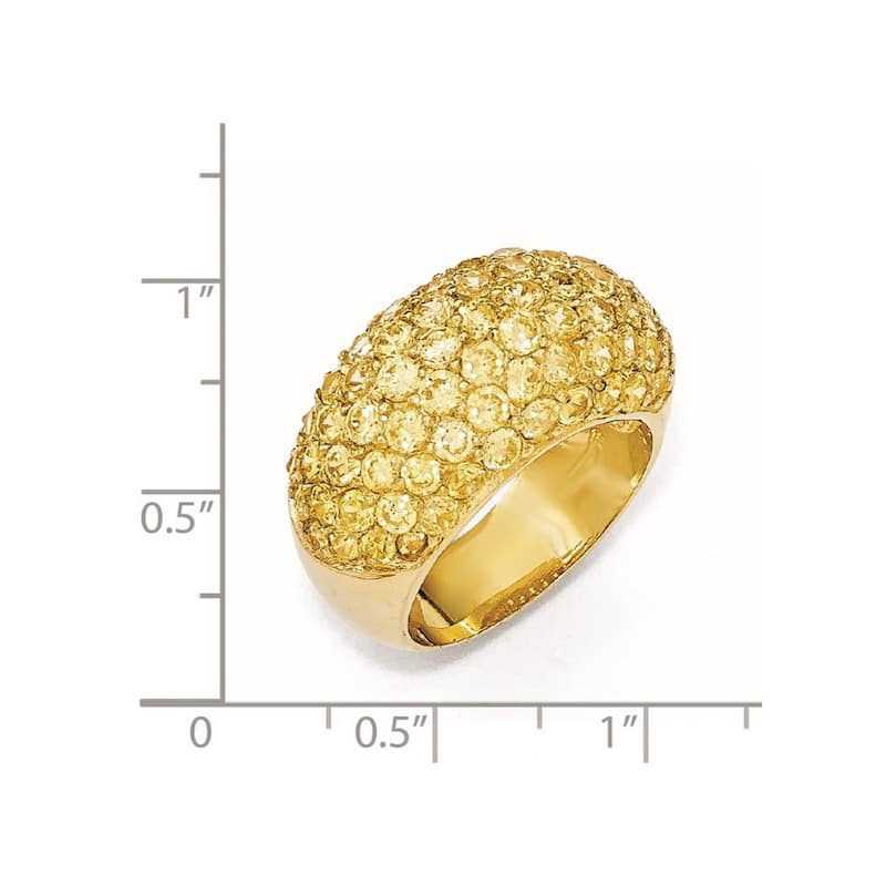 Curata 925 Sterling Silver Gold Plated Yellow CZ Cubic Zirconia Simulated Diamond Ring