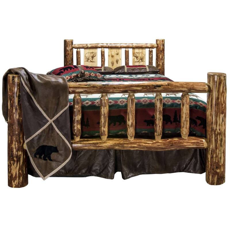 Vibes Full Bed - 87x60 Glacier Country Style - Laser Engraved Log Bed - Heirloom Quality