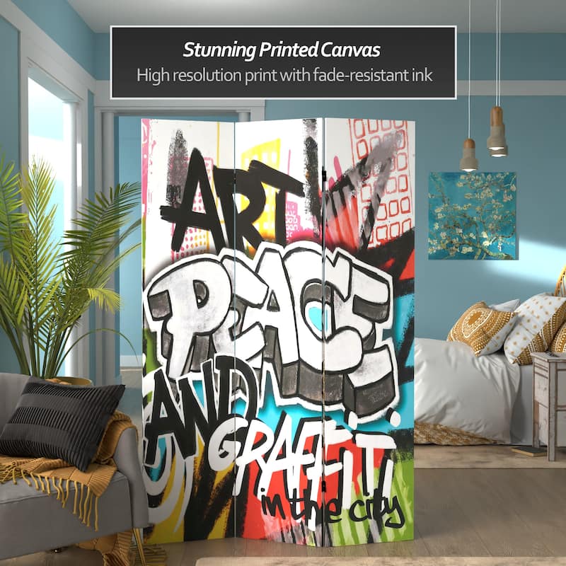 Double-sided 6-foot Graffiti Canvas Room Divider (China)