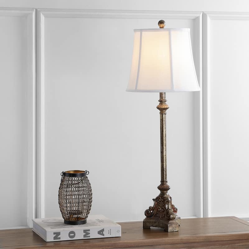 SAFAVIEH Lighting Tameka 34-inch Console Antiqued Table Lamp (Set of 2) - 12"x12"x33.5" - 12Wx12Dx34H