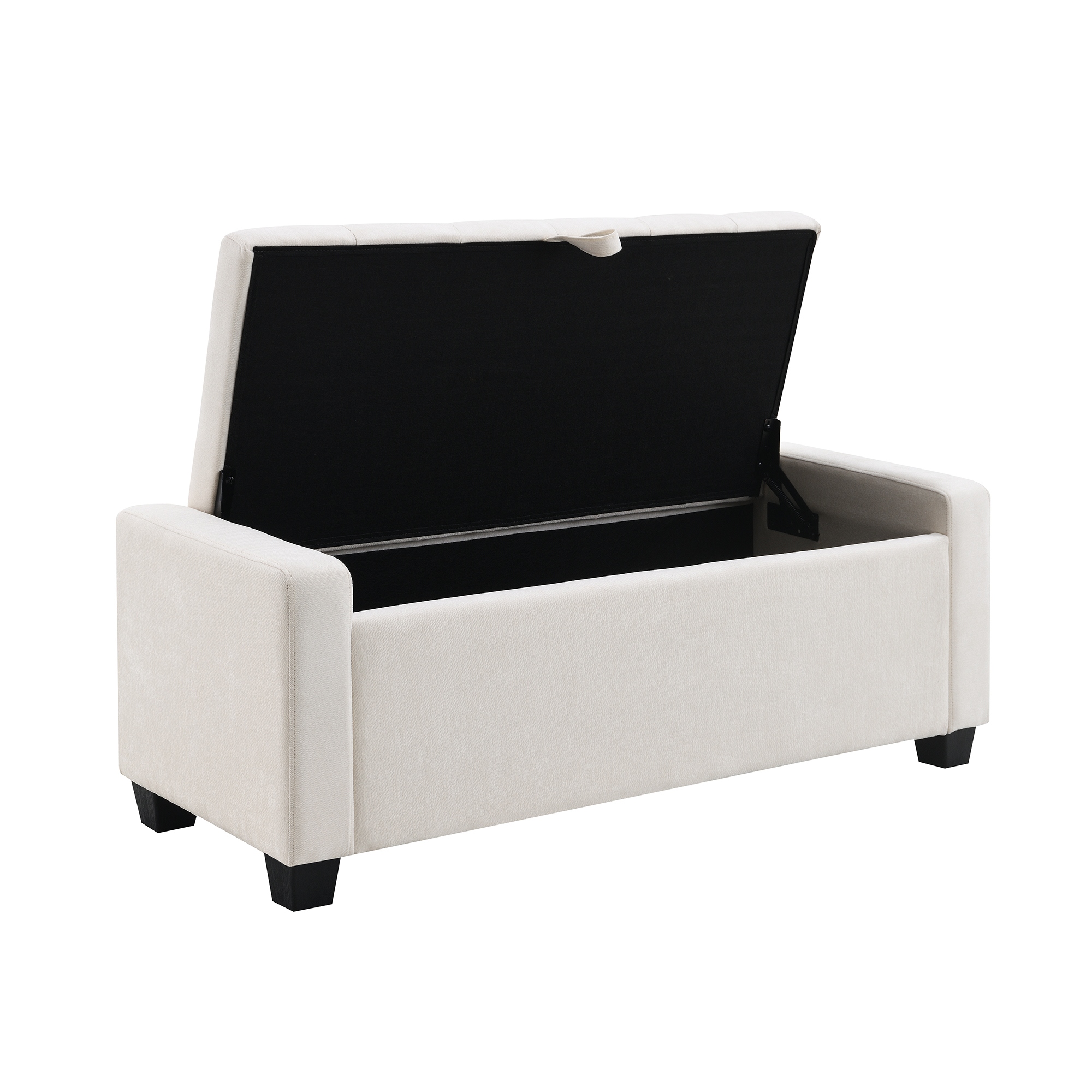 48" Beige Storage Ottoman Bench for Bedroom & Living Room, 350 lb Hold