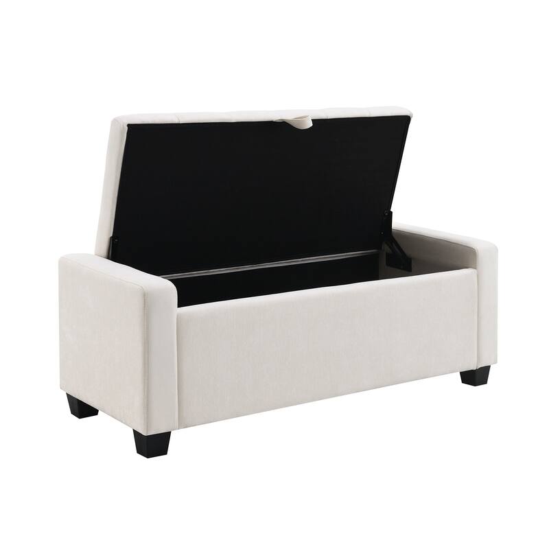 48" Upholstered Storage Ottoman Bench with Button Tufted Diamond Stitch