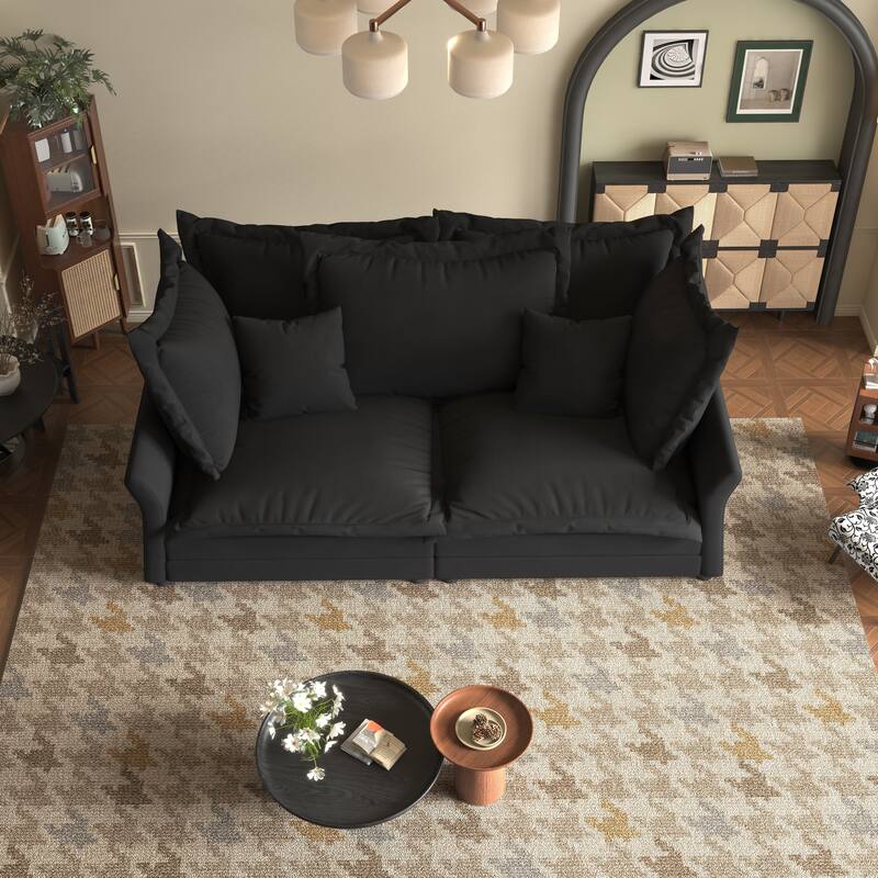 90.55" Modern Deep Seat Sofa Couches with Multiple Large Soft Pillows