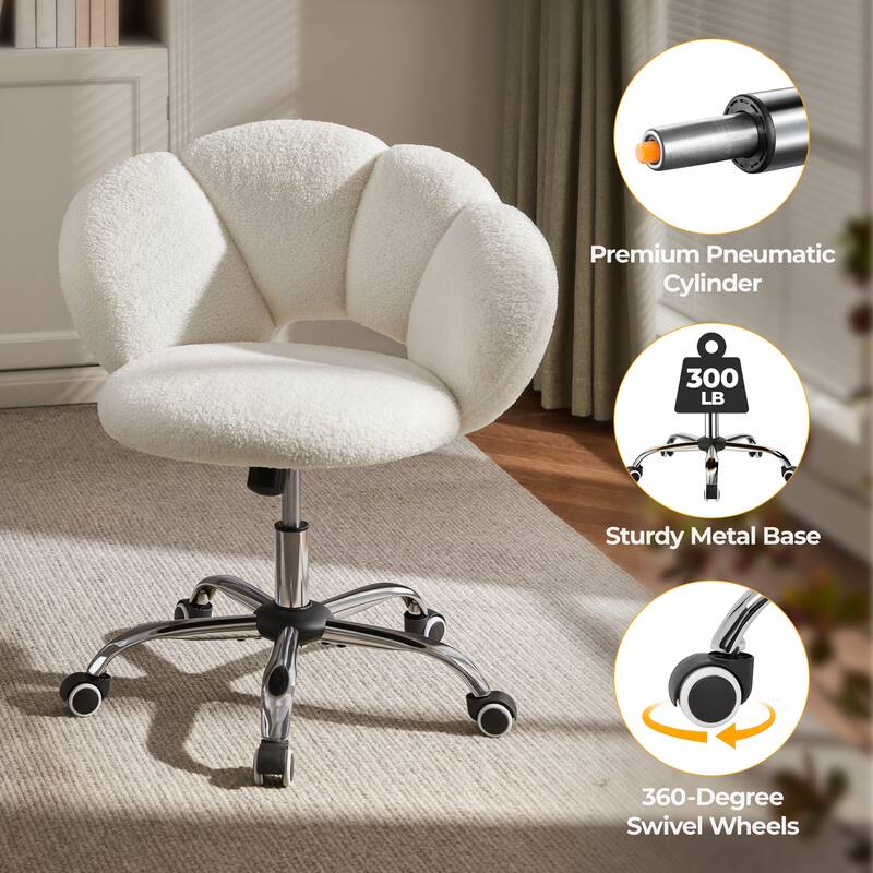Yaheetech Upholstered Desk Chair Rolling Computer Chair with Cloud-shaped Backrest