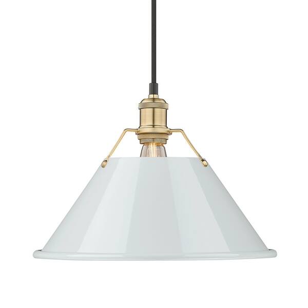 slide 1 of 1, Yep by Golden Lighting Orwell 1-light 14in Pendant in Brushed Champagne Brass and Dusky Blue shade - Gold