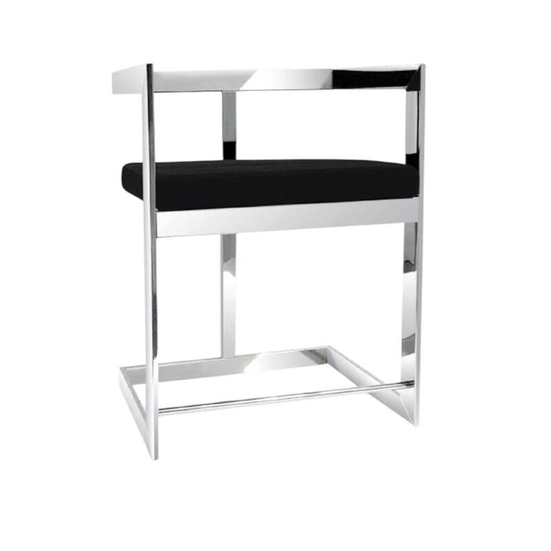 Velvet Stainless Steel Low Back Bar Chair with Armrests and Footrest