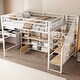 preview thumbnail 3 of 25, Full Size Metal Loft Bed with Staircase, Low Storage Table & Storage Shelves & Full-Length Guard Rail, No Box Spring Needed