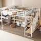 preview thumbnail 11 of 16, Full Size Metal Loft Bed with Staircase, Low Storage Table and Storage Shelves, Black