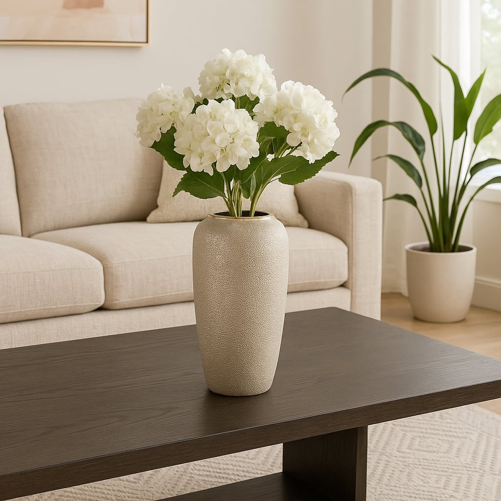 Ceramic Teardrop Textured Surface Vase - Silver