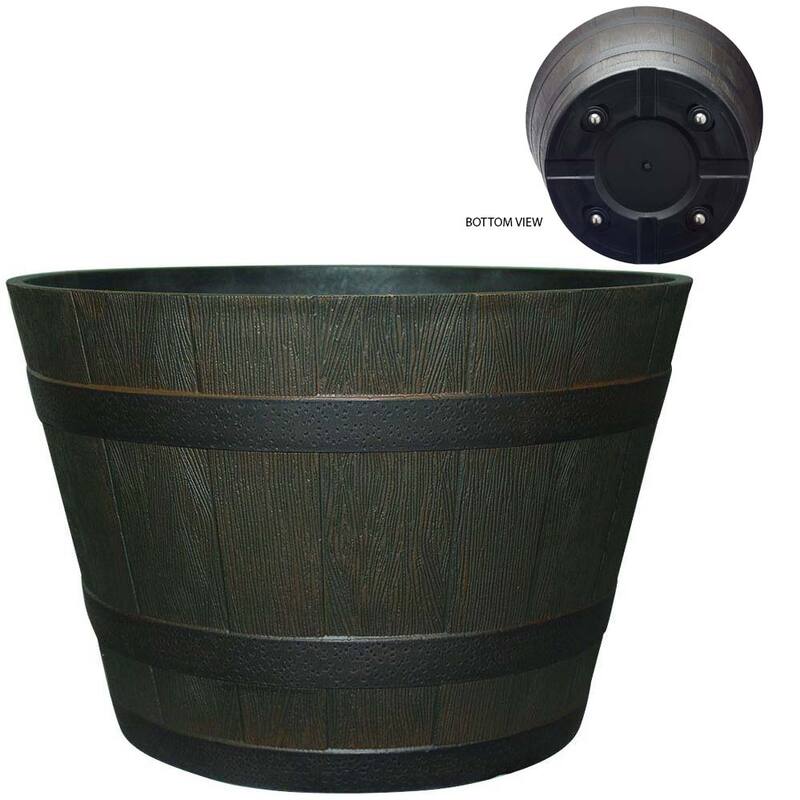 Southern Patio 22.5 in. Whiskey Barrel Planter with Wheels
