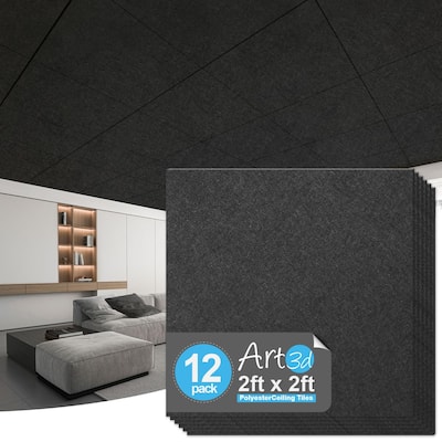 Art3d 12pcs Flexible PET Acoustic Wall Tiles Ceiling Tiles Cover 48 Sq.Ft.