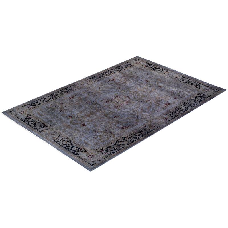 Overton Hand Knotted Wool Vintage Inspired Modern Contemporary Overdyed Purple Area Rug - 4' 7" x 6' 10"