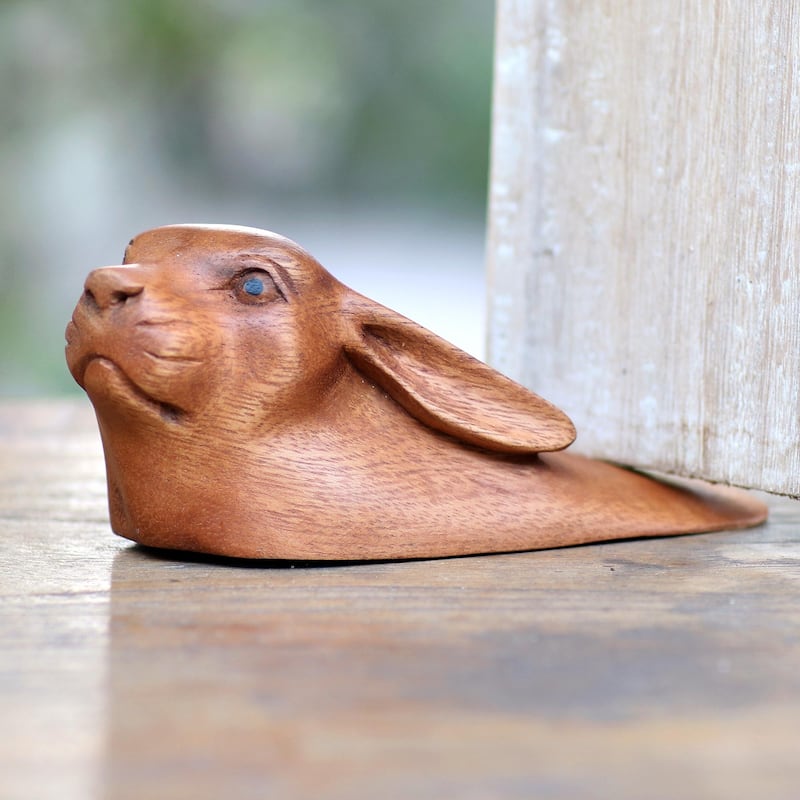 Novica Handmade Head Wood Doorstop