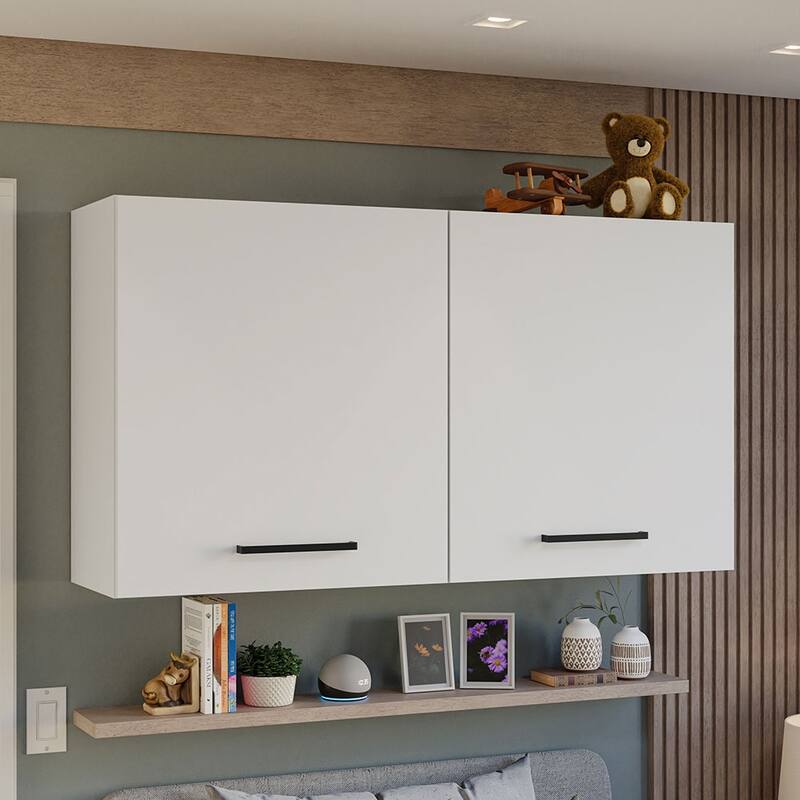 Madesa Bedroom Storage Cabinet 2 Doors Wooden Unit for Bedding & Boxes