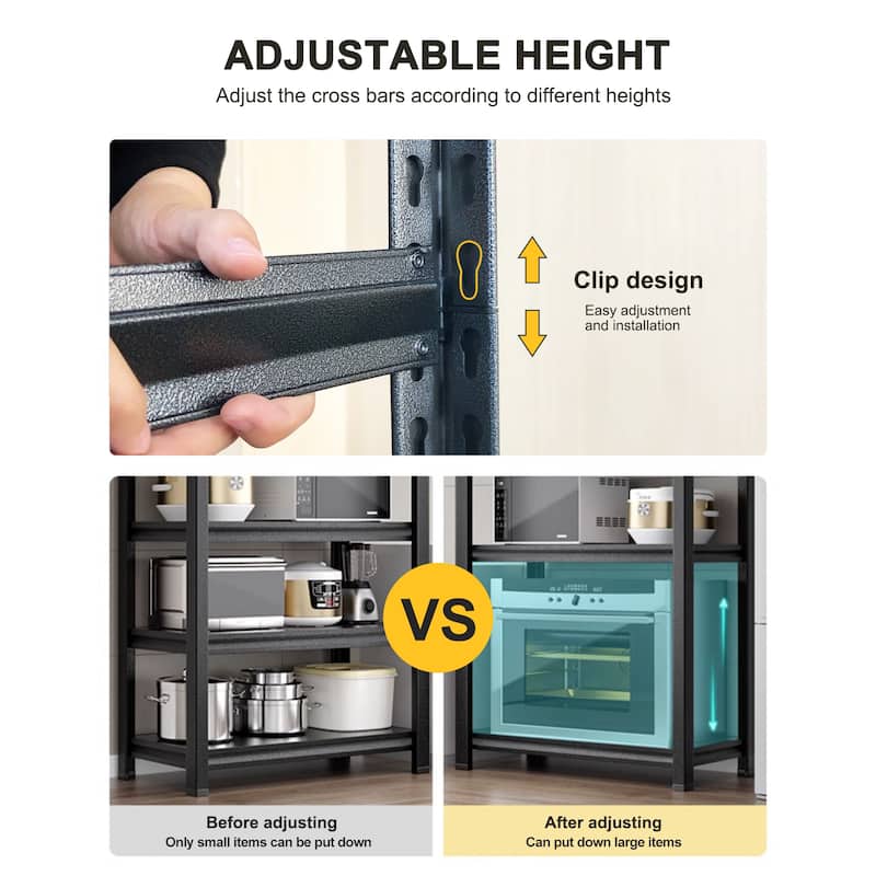 4 Layer Garage Storage Rack, Heavy-Duty Shelving, Adjustable Metal Dividers, Black, Requires Assembly