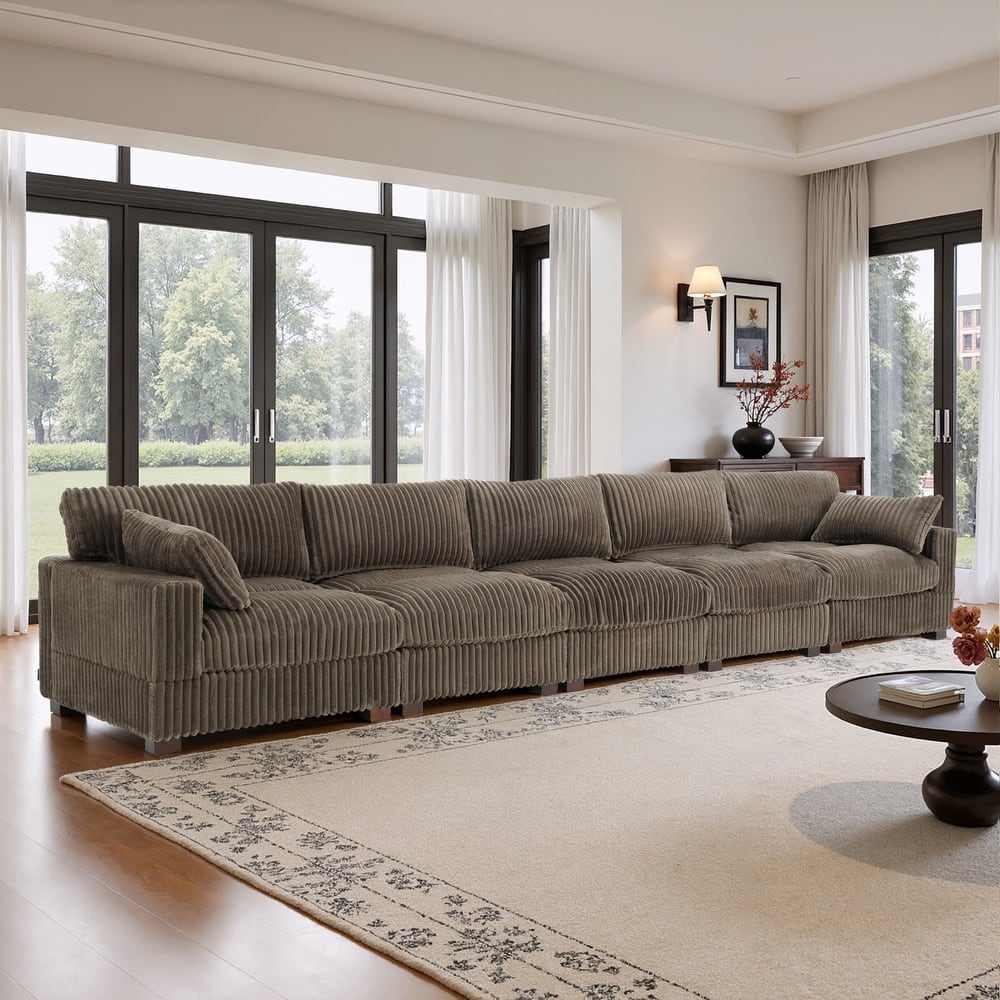 5-Piece Oversized Cotton Flannel Modular Sectional Sofa for Living Room