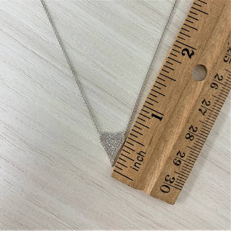 Joelle Collection Joelle Collection Diamond Pave Heart Pendant Necklace 1/5 ct.14K White Gold