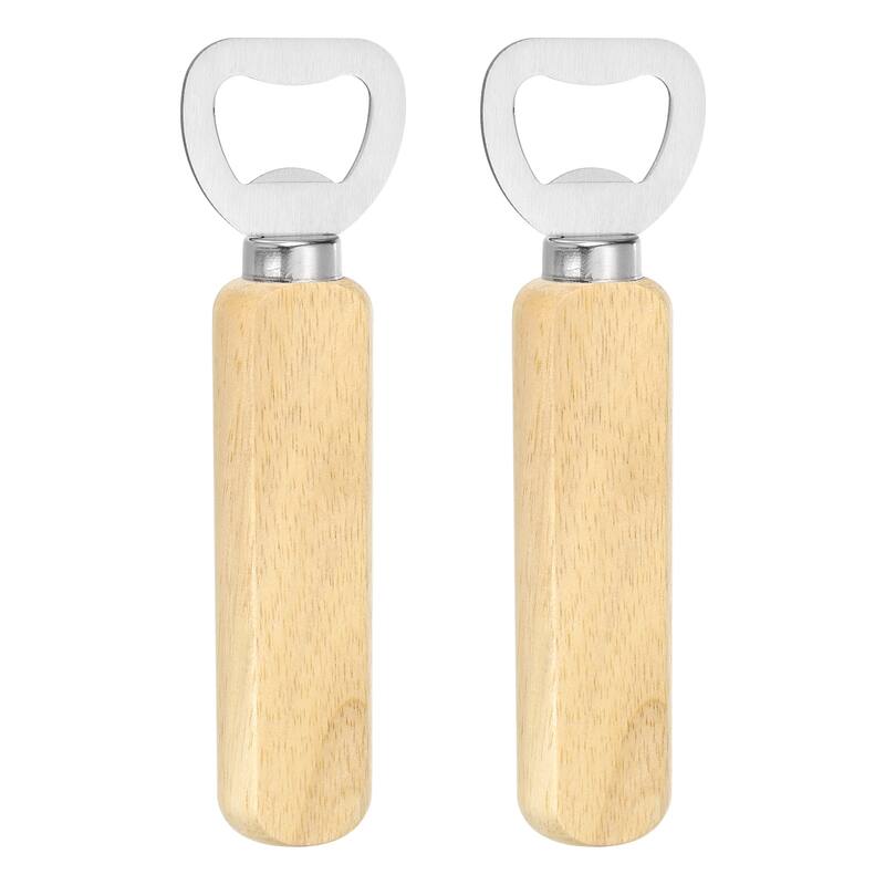 Bottle Opener, Wooden Handle Stainless Steel Beer Bottle Opener - Silver, Wood